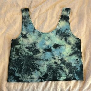 Blue Black tie dye Crop